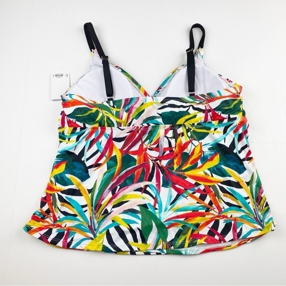Apt. 9 Plus V-Neck Tropical Leaf Print Tankini Swimsuit Size 1X NWT - Picture 2 of 4